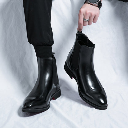 Autumn and Winter pointed toe slip-on plus size men's boots