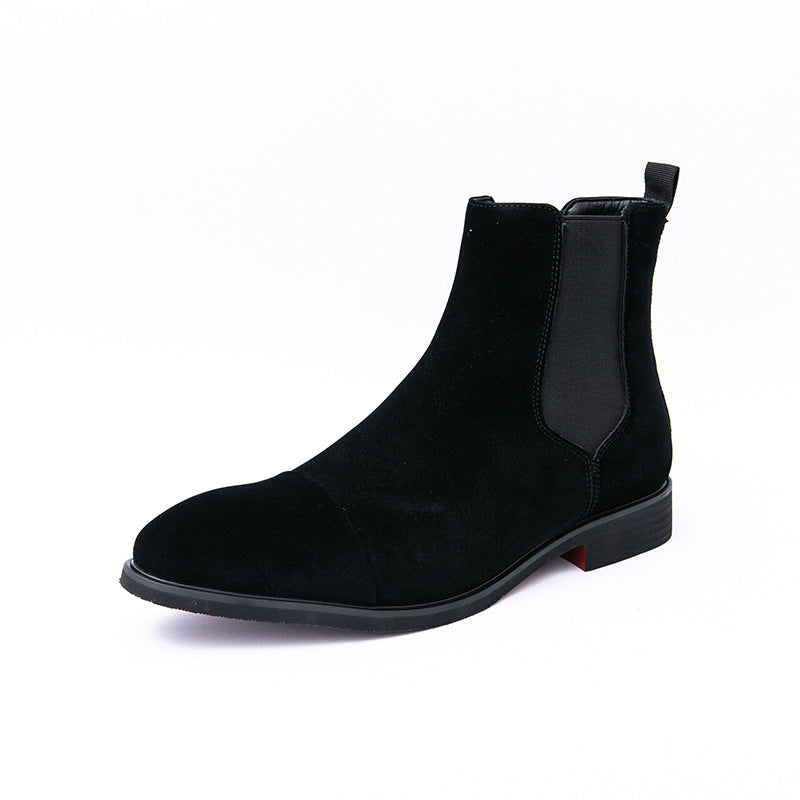 Autumn and Winter pointed toe slip-on plus size men's boots