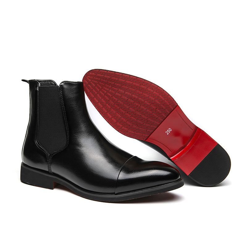 Autumn and Winter pointed toe slip-on plus size men's boots