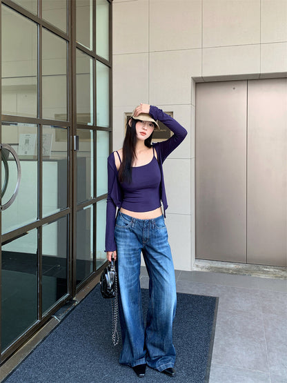 Autumn stylish low-rise jeans
