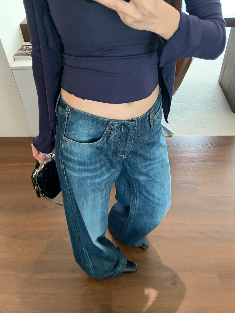 Autumn stylish low-rise jeans