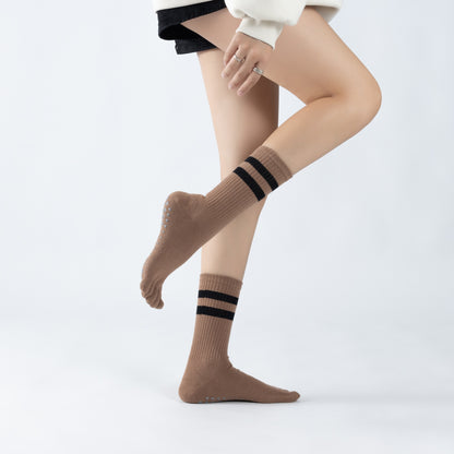 Autumn Thickened Terry Yoga Socks Five Toes Striped Anti-Slip Floor Socks