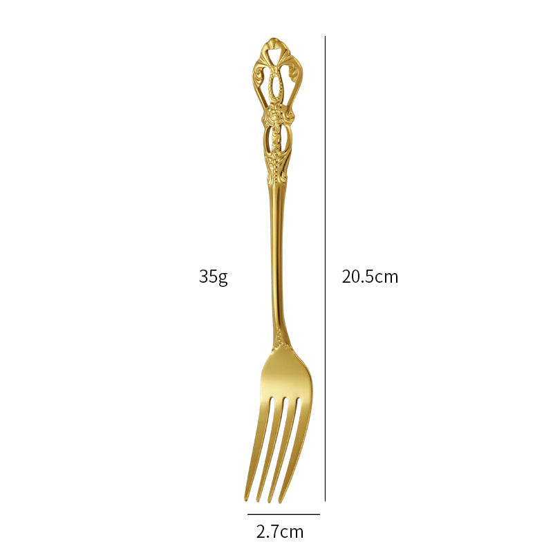 Gold Plated Stainless Steel Spoon Western Dinnerware Set