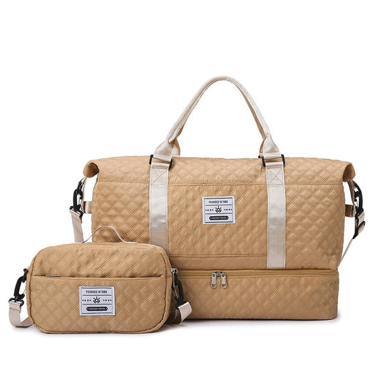 Large Capacity Quilted Embroidered Crossbody Travel Bag