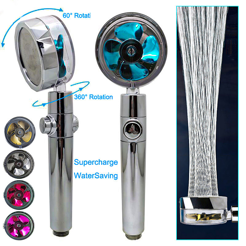 Shower head showing 360 degree rotation and 60 degree tilt