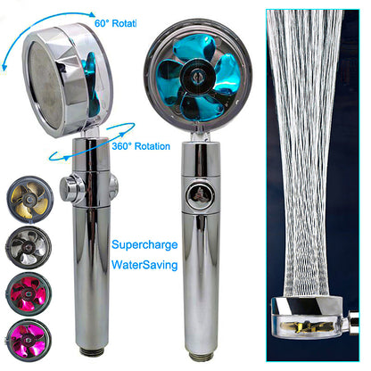 Shower head showing 360 degree rotation and 60 degree tilt