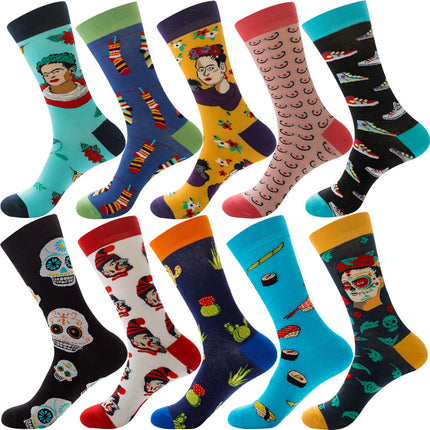Men’s Autumn Diamond Patterned Socks Christmas Fruit Patterns