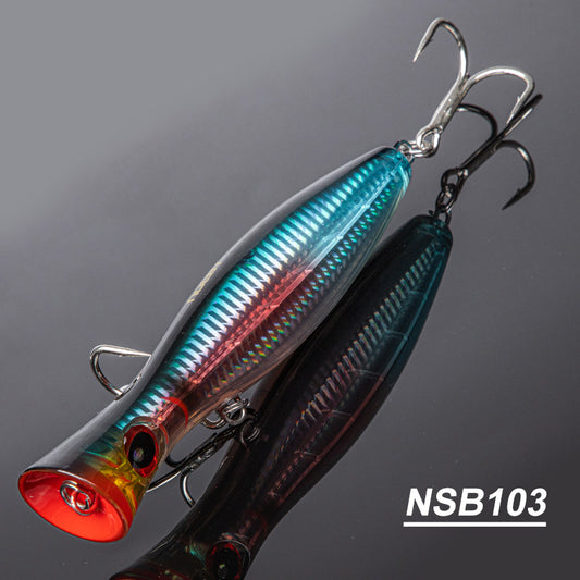 Topwater Popper Fishing Lure – Floating Surface Bait with Treble Hooks