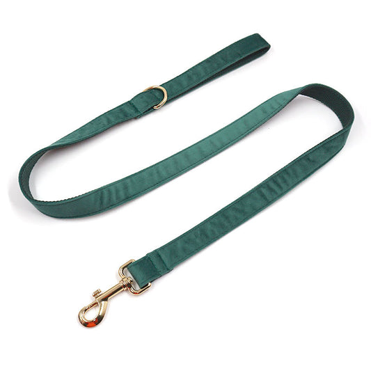 Green Velvet Dog Leash and Collar Comfortable Pet Accessory