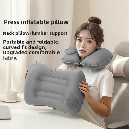 Press-Type Inflatable U-Shaped Travel Neck Pillow Comfort
