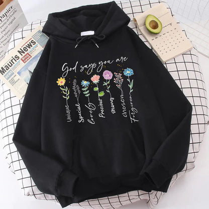 Buy Fashion “God Says You Are Unique” Flower Print Casual Top