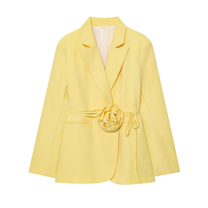 Buy Trendy Loose-Fit Lace-Up Blazer With 3D Floral Embellishments