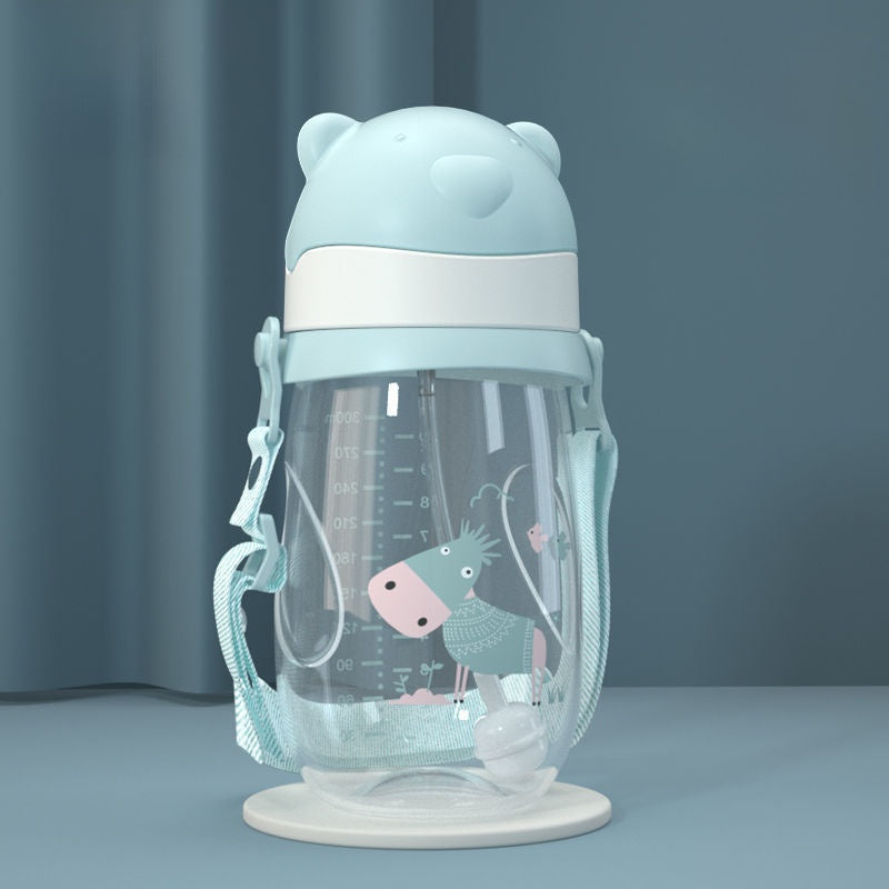 Baby Bottle with Straw Handle Wide Mouth for Daily Feeding