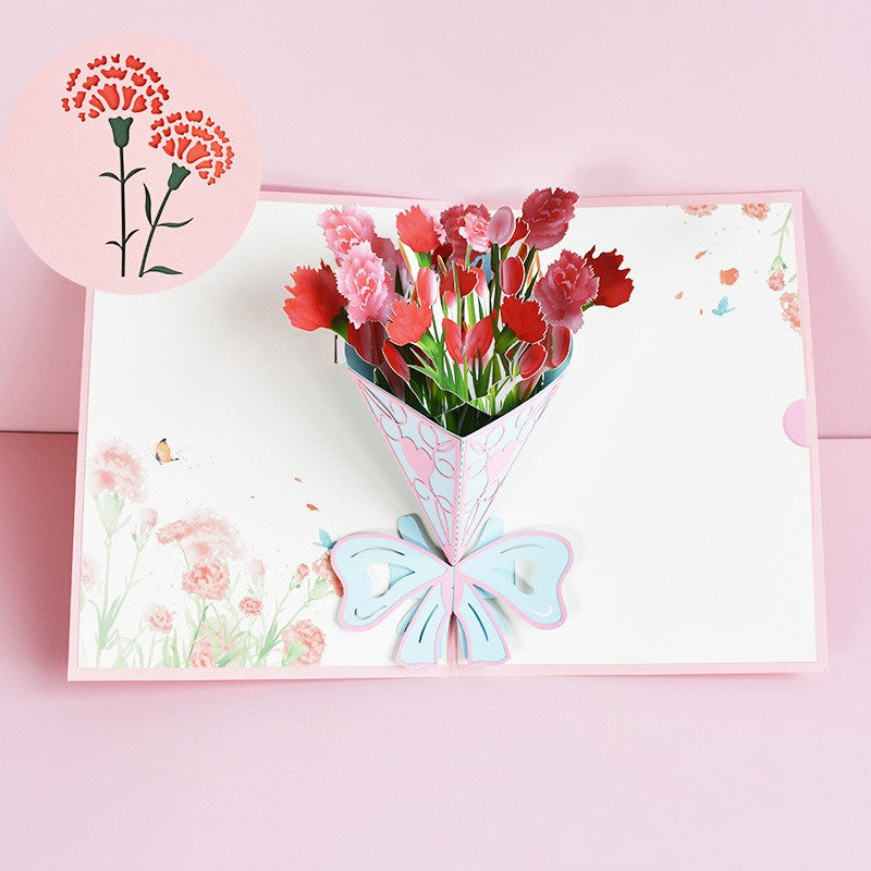 Buy 3D PopUp Flower Bouquet Card for Mom Wife Anniversary Gift
