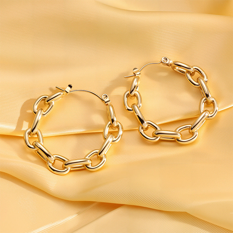 Euro-American Style Stainless Steel Chain C-Shaped Earrings