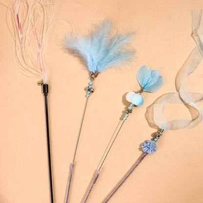 Feather Bell Cat Wand Toys for Hunting and Fun Exercise