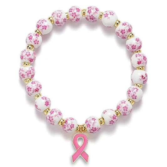 Porcelain Floral Blue & White Ceramic Bracelet for Women