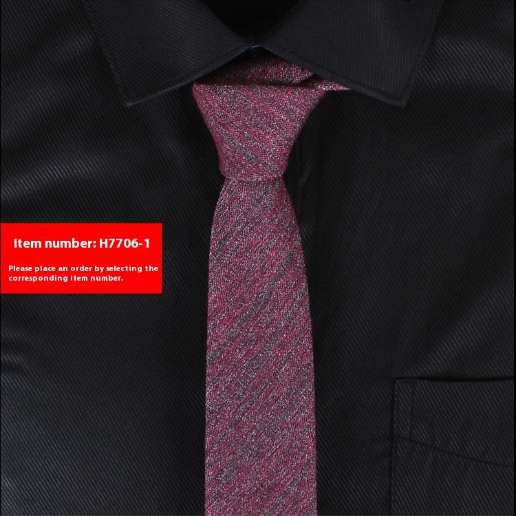 Solid Color Korean Style Narrow Cotton Men’s 6cm Wedding Tie