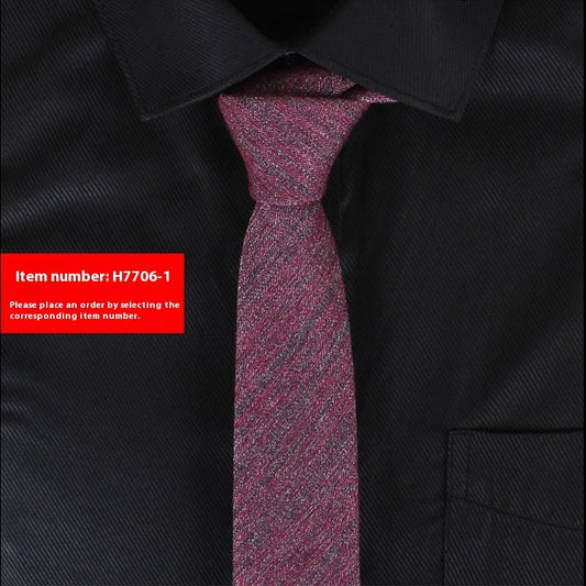 Solid Color Korean Style Narrow Cotton Men’s 6cm Wedding Tie