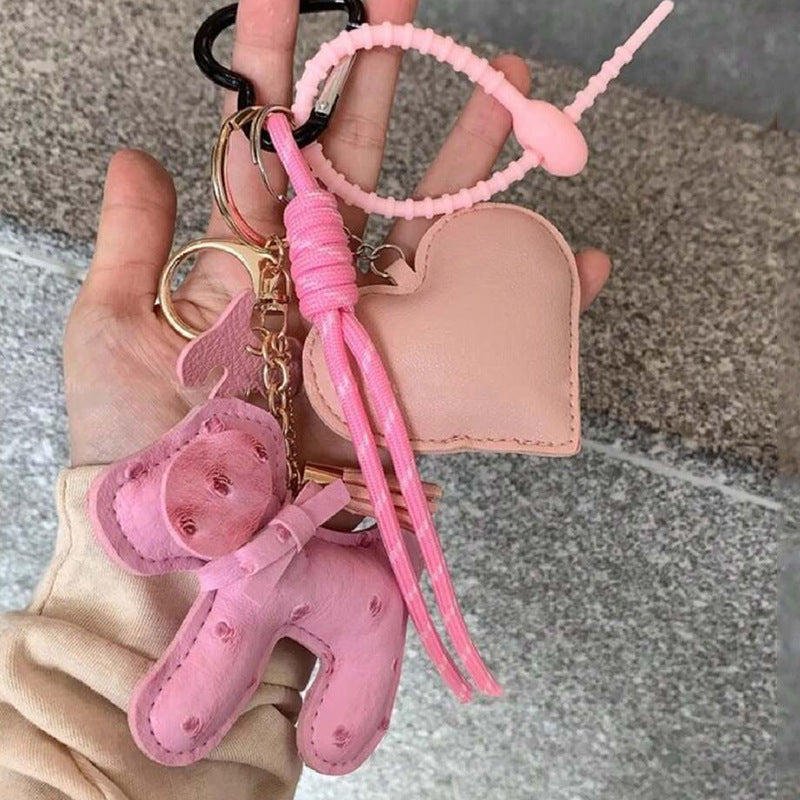 Buy Cute Cartoon PU Leather Puppy Keychain Creative Bag Charm