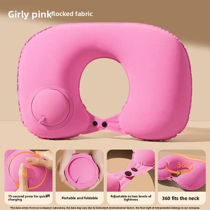 Press Inflatable U-Shaped Travel Pillow for Travel Comfort