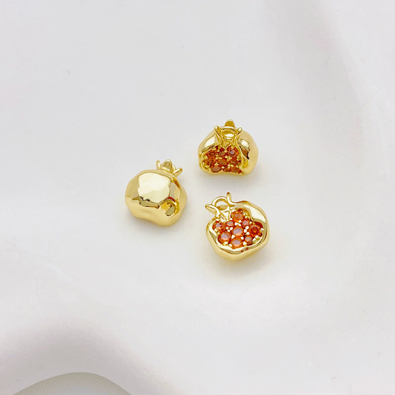 14K Gold Plated Zircon Studded Fruit Pendant Fashion Jewelry