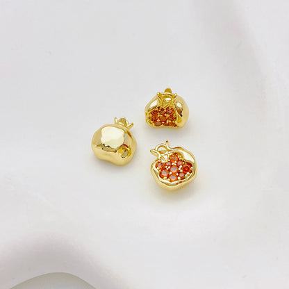 14K Gold Plated Zircon Studded Fruit Pendant Fashion Jewelry