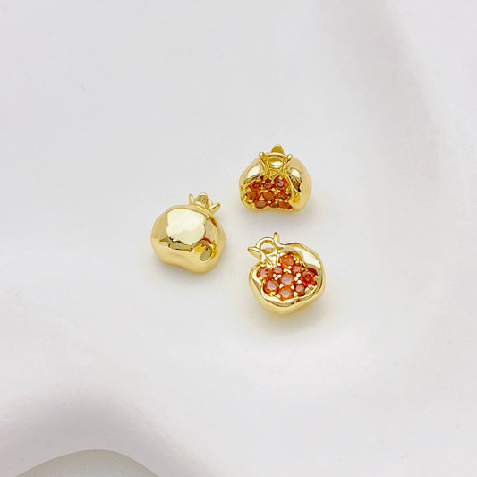 14K Gold Plated Zircon Studded Fruit Pendant Fashion Jewelry