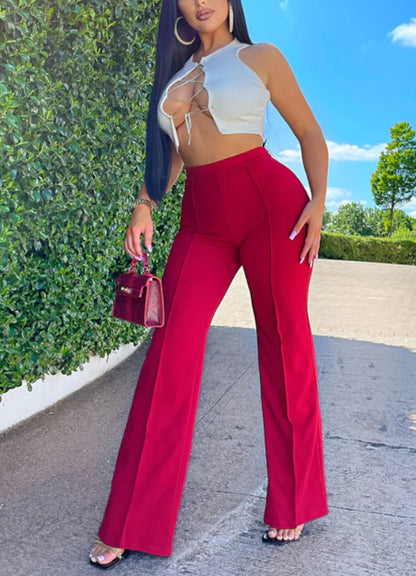 Buy Trendy Slim Fit Flared High Waist Wide Leg Women’s Pants