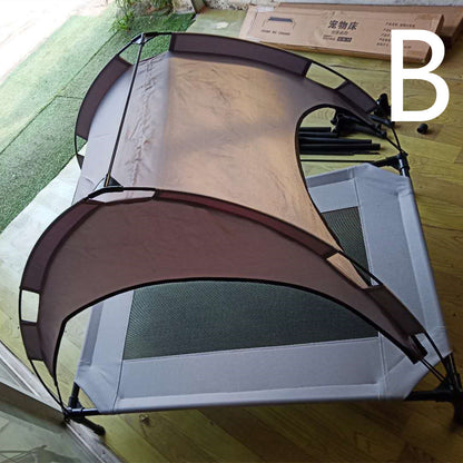 Pet Outdoor Loft Bed – Covered Camp Bed & Sunshade Tent