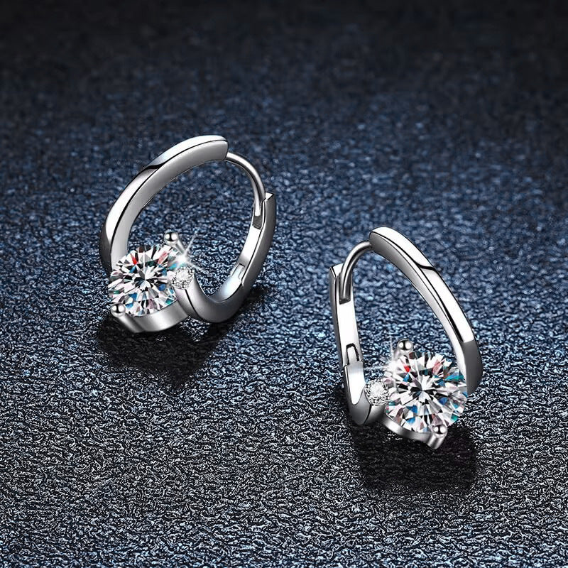 Geometric Moissanite Sterling Silver Earrings Elegant Style