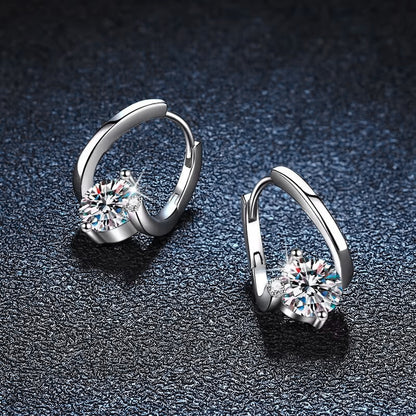 Geometric Moissanite Sterling Silver Earrings Elegant Style