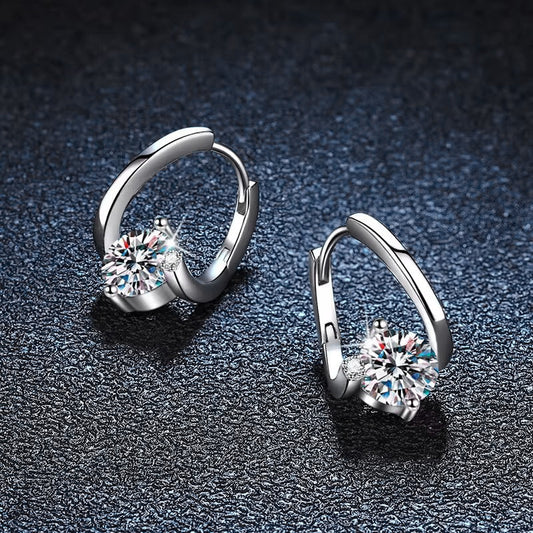 Geometric Moissanite Sterling Silver Earrings Elegant Style