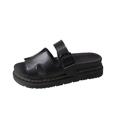 Women's Thick-Soled One-Word Buckle Casual Slippers Wear