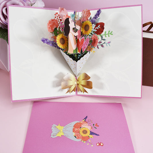 Buy 3D PopUp Flower Bouquet Card for Mom Wife Anniversary Gift