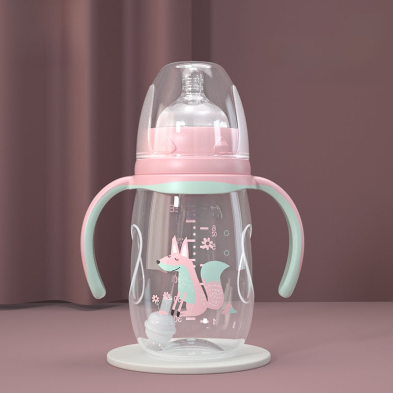 Baby Bottle with Straw Handle Wide Mouth for Daily Feeding
