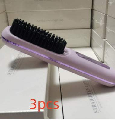 2-in-1 Hair Straightener Brush Wireless Fast Heating Comb