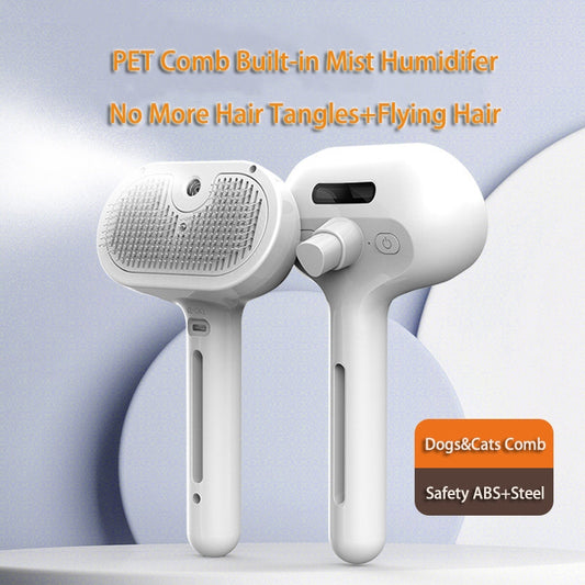 Self-Cleaning Pet Hair Brush – Dematting Grooming with Mist
