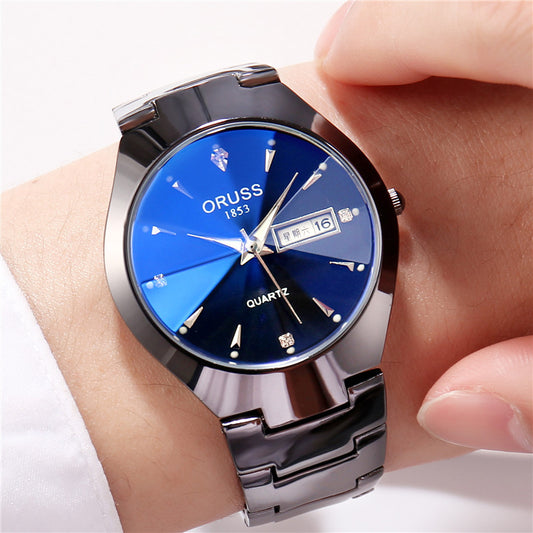 Fashion Waterproof Quartz Watch Tungsten Steel Color Couples
