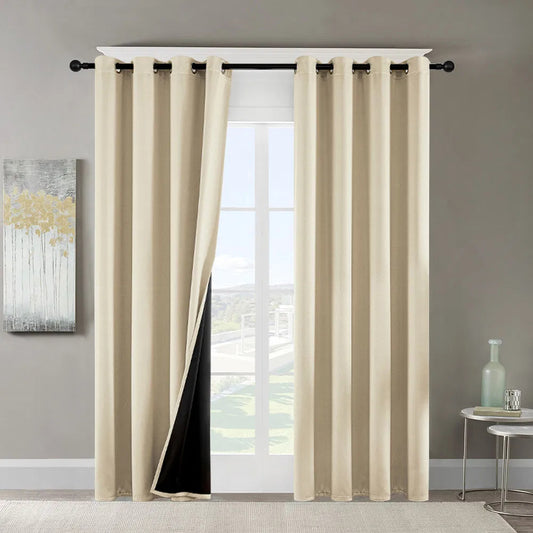 Polyester Grommet Thermal Blackout Curtains 52×63 In Set of 2