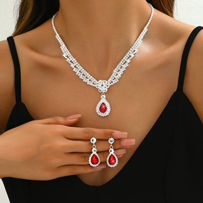 Buy Chic Diamond Teardrop Flower Necklace Set for Elegant Women