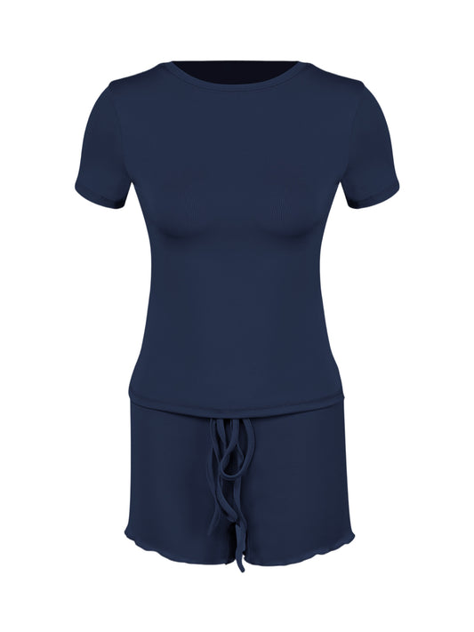 Buy Women’s Form-Fitting Short-Sleeve Set with Classic Crew Neck
