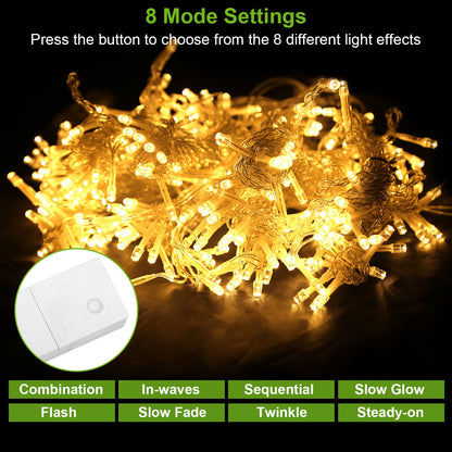 3M 300 LED String Curtain Light Remote With Waterproof Decor
