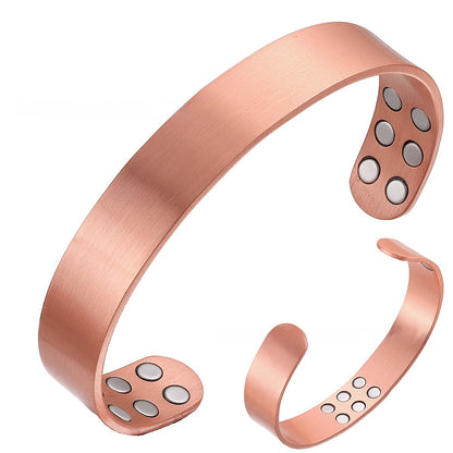 Simple Polished Red Copper Magnetic Bracelet Stylish Jewelry