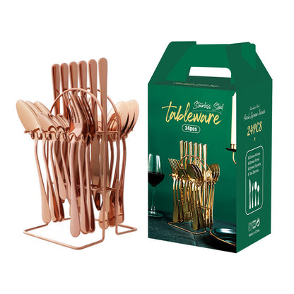 Gold Dinnerware Set Stainless Steel Knife Fork Spoon Luxury