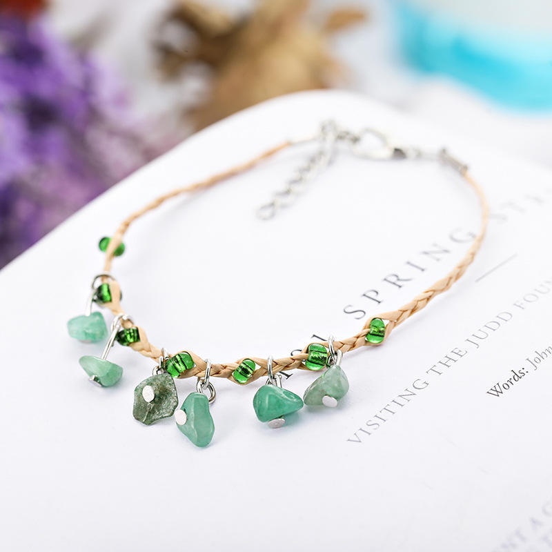 Buy Hand-Woven Raffia Pebble Bracelet & Anklet for Women