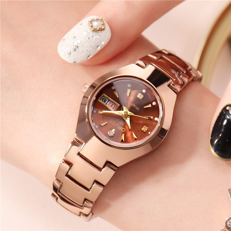 Fashion Waterproof Quartz Watch Tungsten Steel Color Couples