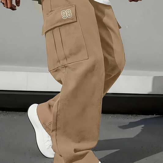 Loose Fit Men's Work Pants with Adjustable Drawstring Waist