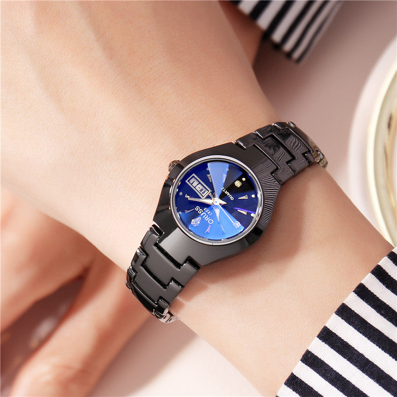 Fashion Waterproof Quartz Watch Tungsten Steel Color Couples