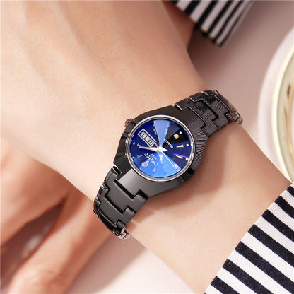 Fashion Waterproof Quartz Watch Tungsten Steel Color Couples